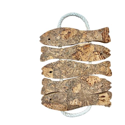 Cork coasters for pots pans casseroles composed of 5 fish shapes