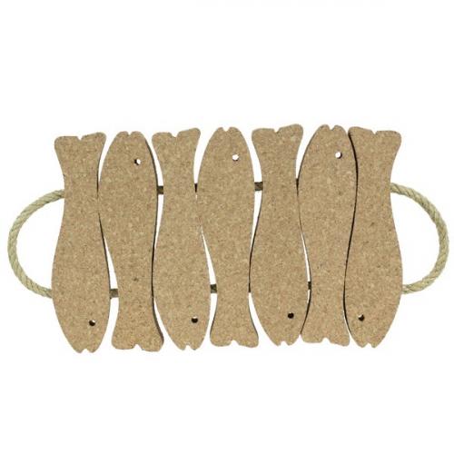 Cork coasters for pots pans casseroles composed of 7 fish shapes